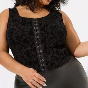 Torrid Flocked Ponte Scoop Neck Hook & Eye Corset sz 2 18/20 2X 18 20